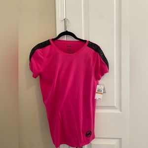 Michael Kors Hot Pink T shirt Top with Logo on the Sleeve
